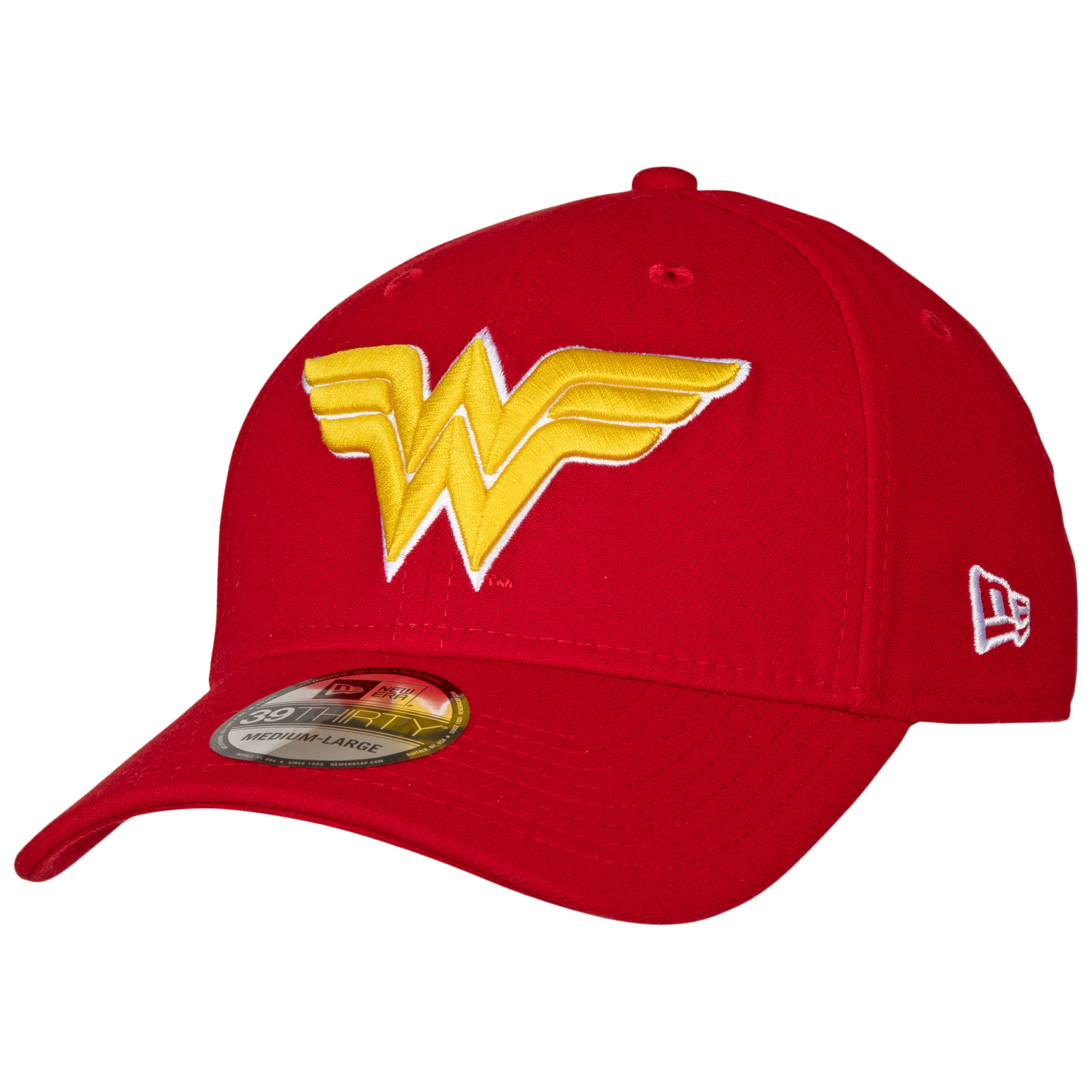 Wonder Woman Classic Symbol Color Block New Era 39Thirty Fitted Hat Red