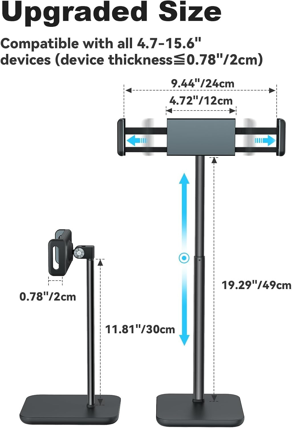 Tablet Stand for Desk with 360 Adjustable Holder Clamp Bracket, Height Adjustabl