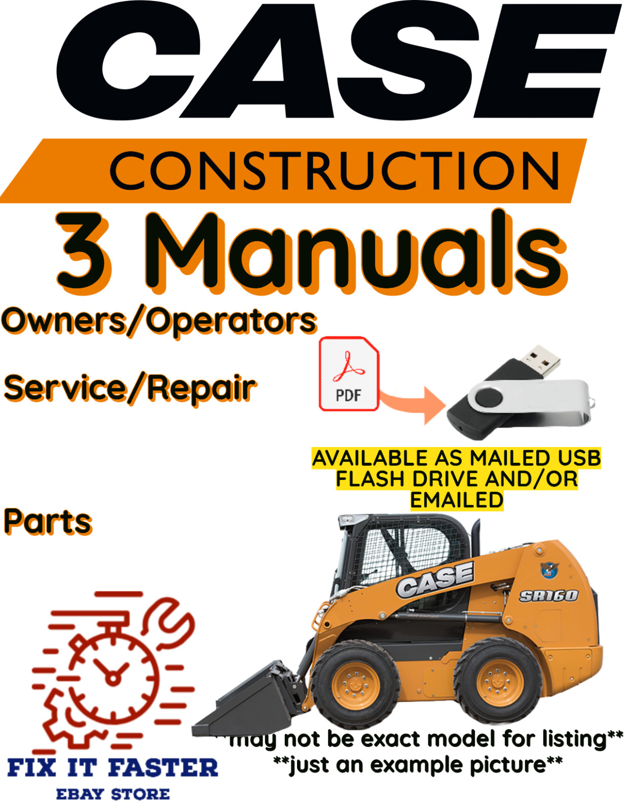 CASE 1840 SKID STEER MANUAL OPERATORS SERVICE PARTS REPAIR OWNERS PDF USB