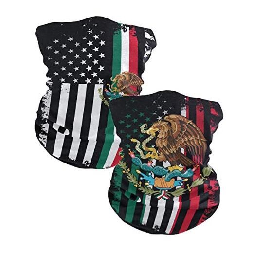2Pcs Headband for Mens Womens Face Scarf Magic Tube Bandanas Mexican Flag