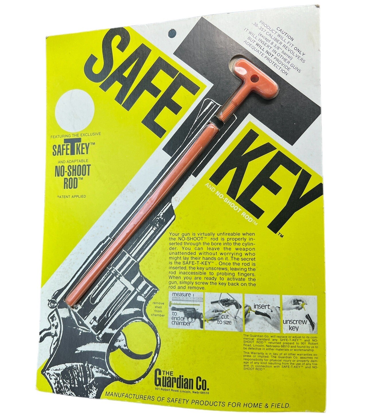 Vintage/RARE SAFE-T-KEY NO SHOOT Gun Rod - For Gun Safety By Guardian Co. - NOS