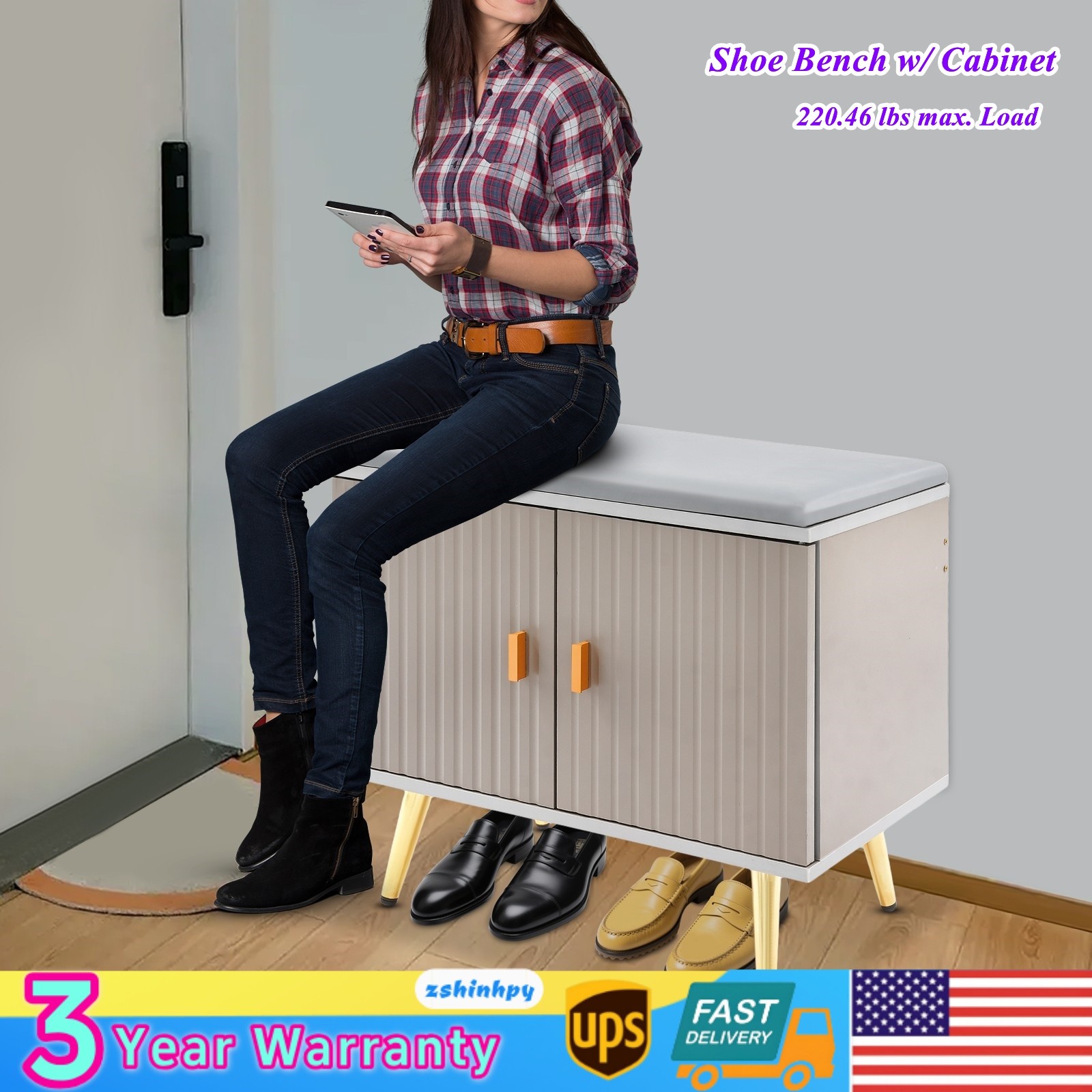Shoe Storage Bench Entryway Shoes Organizing Stool Holding Cabinet Chair Home