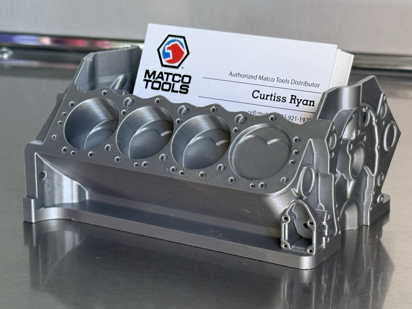 ENGINE BUSINESS CARD HOLDER AUTO REPAIR SHOP PAINT BODY MACHINE CHEVY FORD DODGE