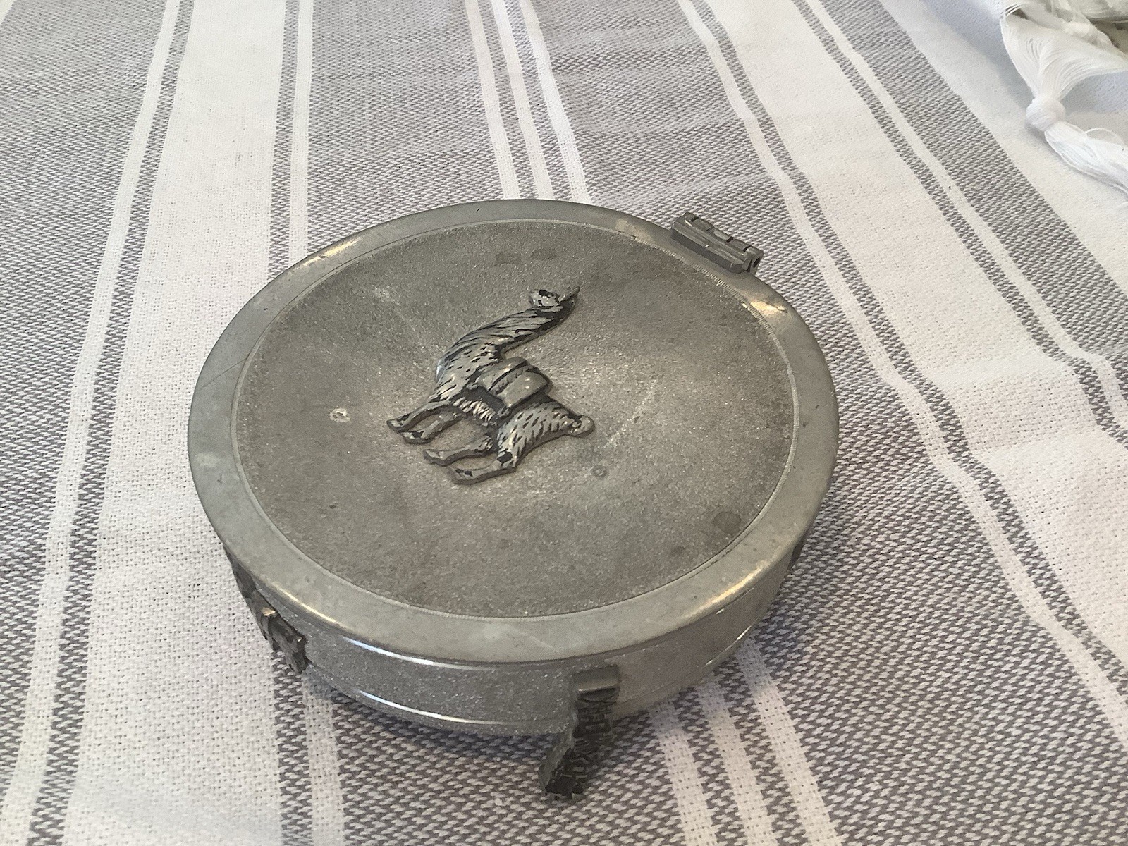 Llama Pewter Red Felt Small Pill/Trinket Box Marked Bolivia