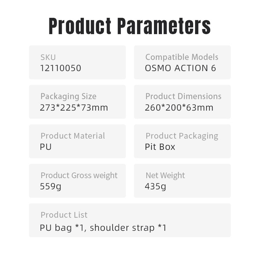 For OSMO ACTION 6 Standard PU Storage Bag Accessories