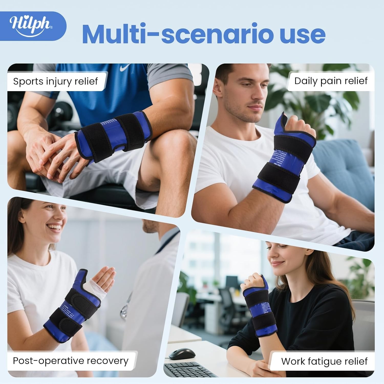 Hilph Wrist Ice Pack Wrap for Thumb & Hand & Arm with Large Extended Coverage, R