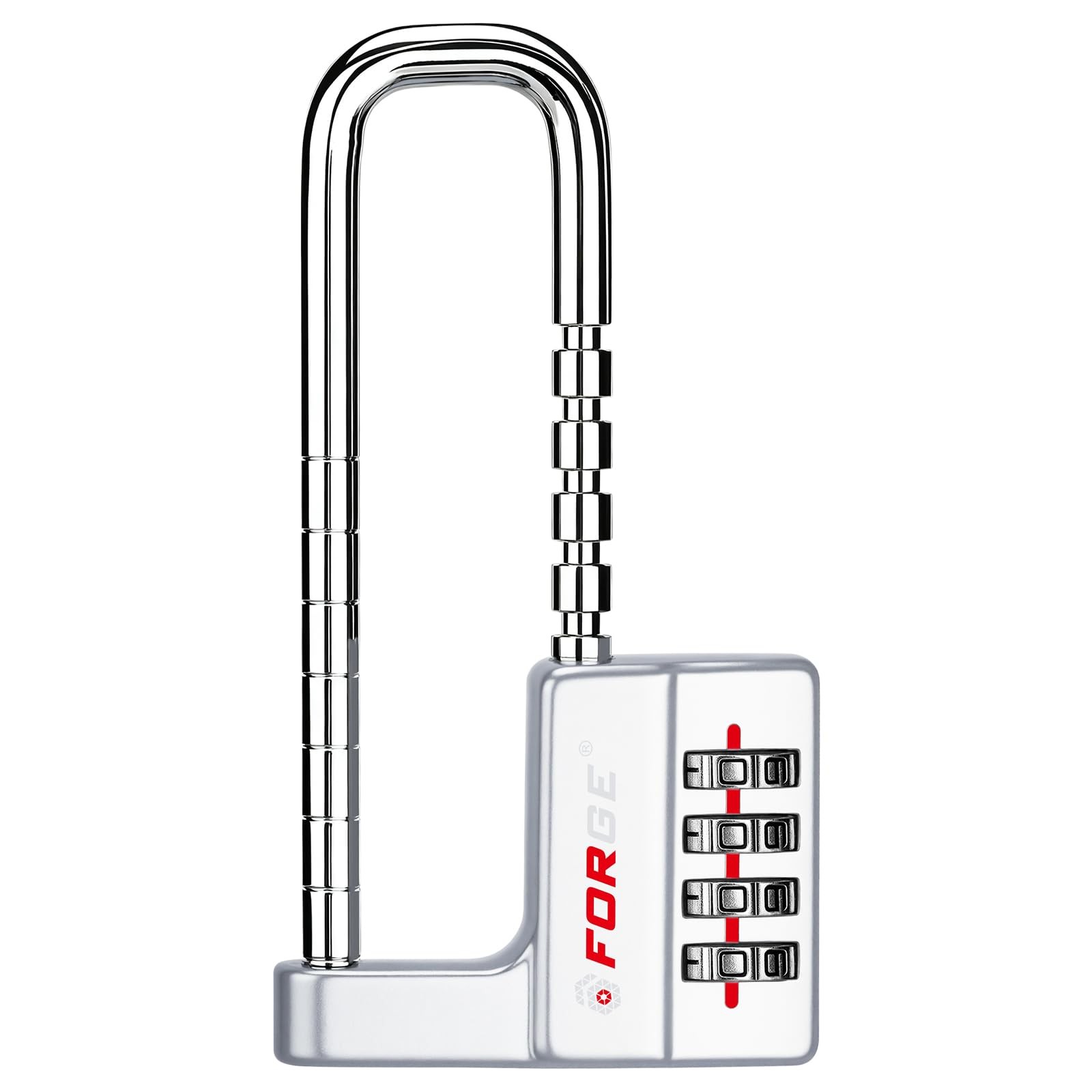 FORGE 2A837C 4-Digit Heavy Duty Waterproof Padlock Adjustable Shackle 1.57-3.85