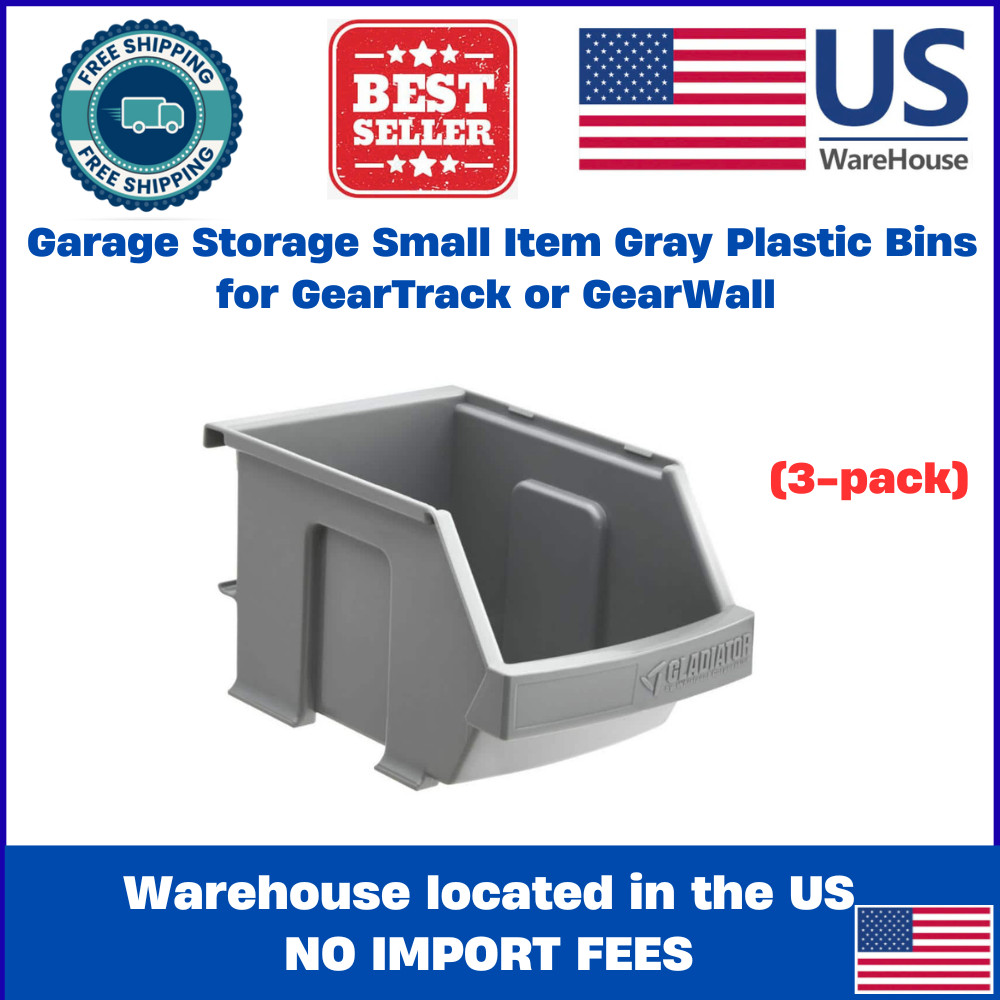 Gladiator Garage Storage Bin 3-Pack, GearTrack Organizers Hook Container Cabinet