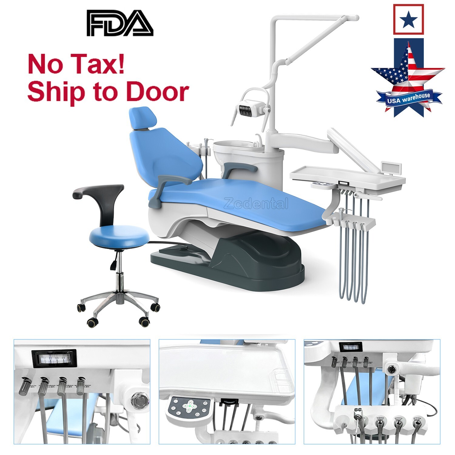 Dental Portable Unit Chair DC Motor Hard Leather Patient Chair Kit FDA TJ2688-A1