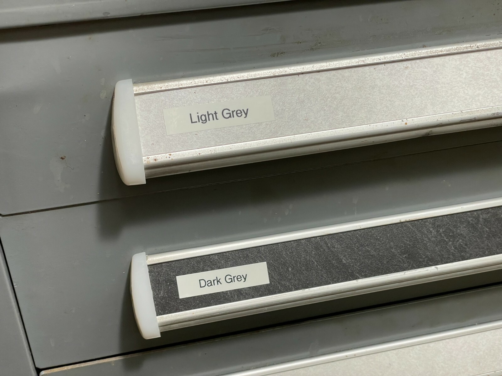 Vidmar Drawer Label Edge Backing Cover Stanley Plastic Light Grey 22" x 1.25"