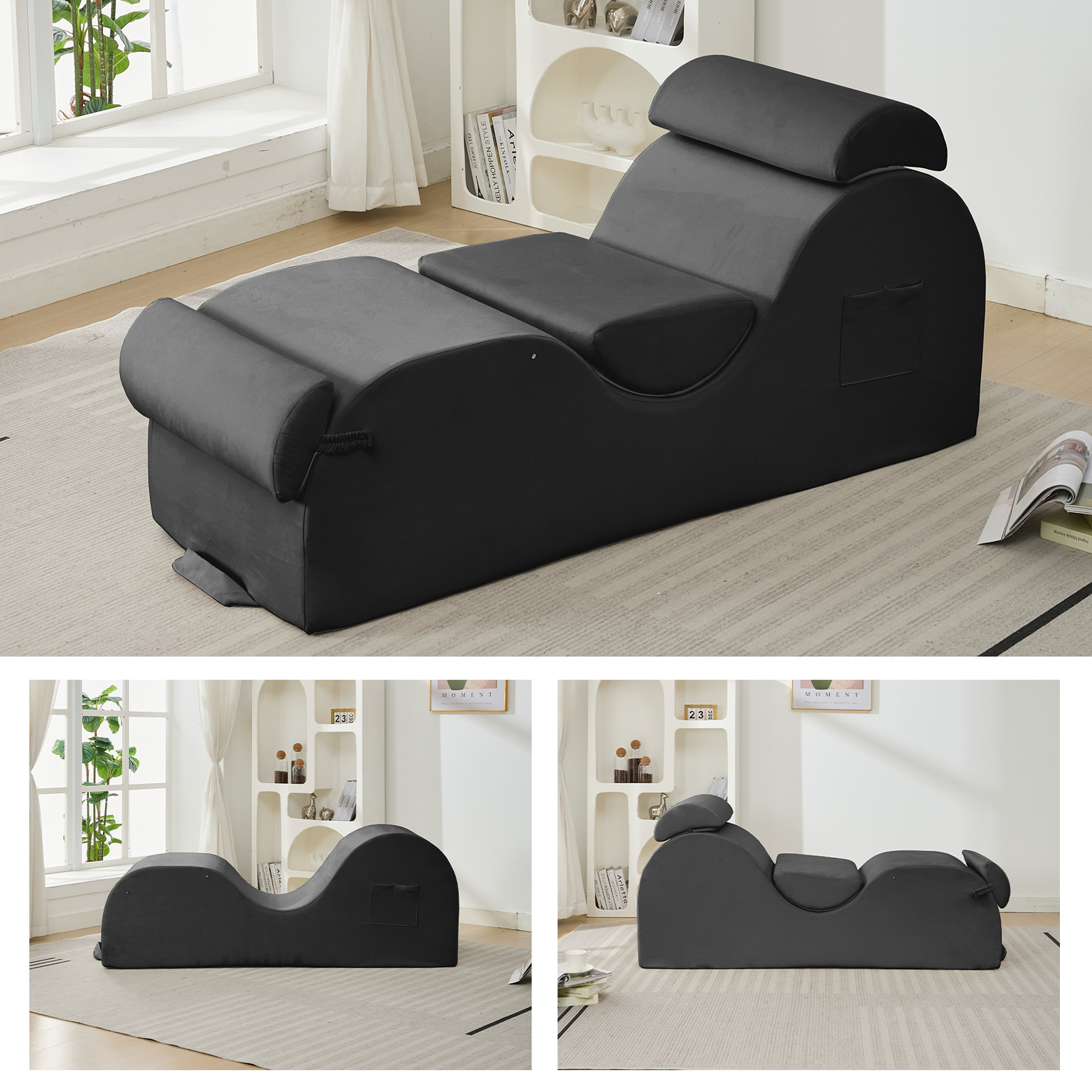 Zafly Yoga Chaise Lounge Indoor, Yoga Chaise, Ergonomic Reading Chair for Adults