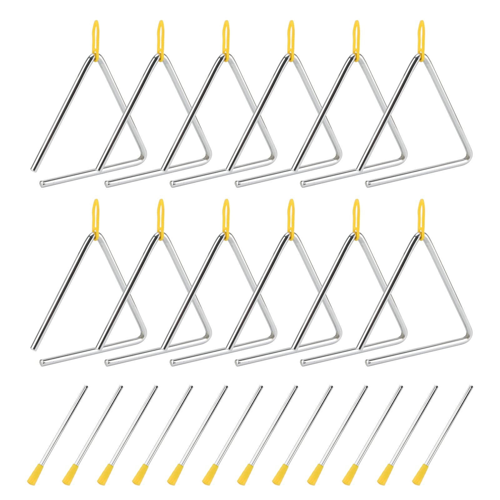 12 Pack 6 Inch Triangle Instrument, Musical Steel Triangles with Striker, Han...