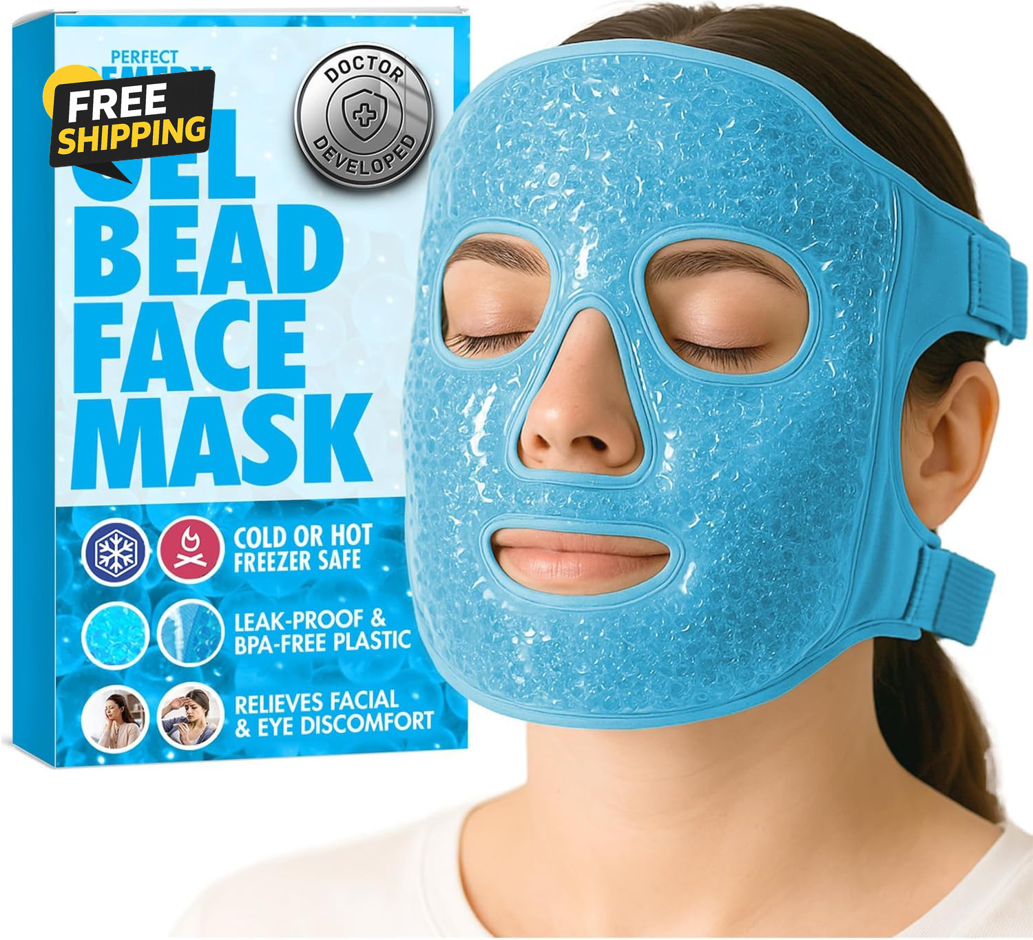 Face Ice Pack, Reusable Hot & Cold Ice Face Gel Compress for Helping