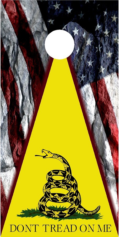 American flag Gadsden Don't Tread on Me cornhole game wrap set style B