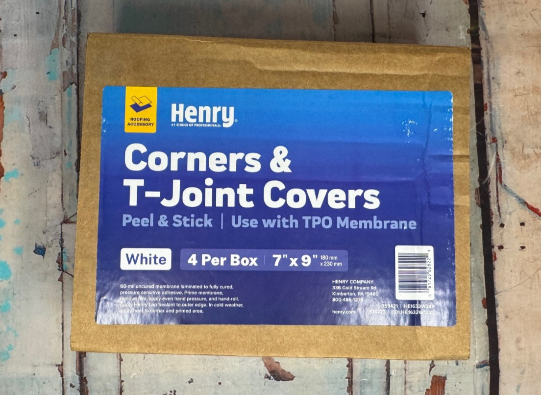Henry Corners & T-Joint Covers Peel & Stick 7" x 9" White 4 Per Box
