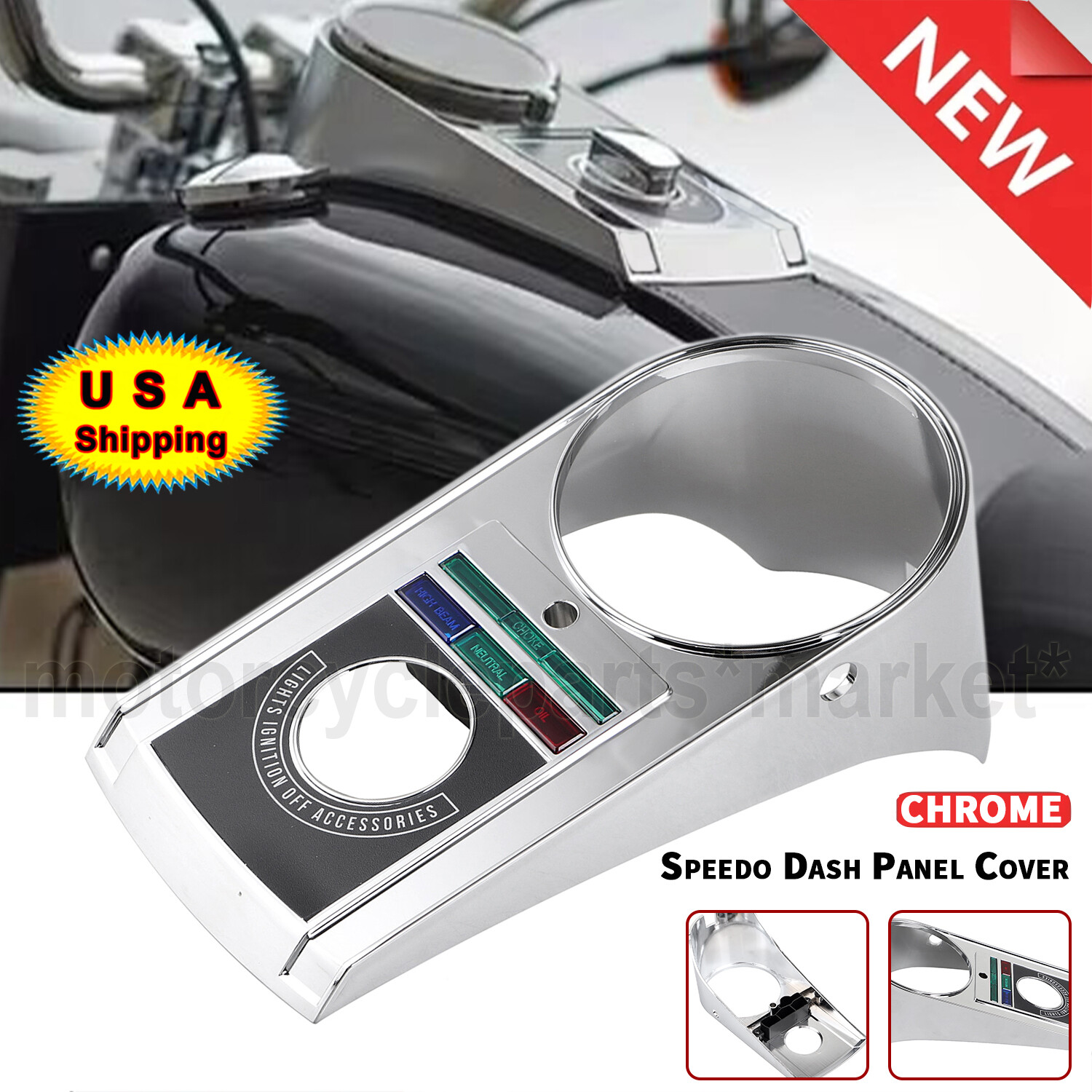 Motor Chrome ABS Dash Speedometer Panel For Harley Electra Wide Glide Softail