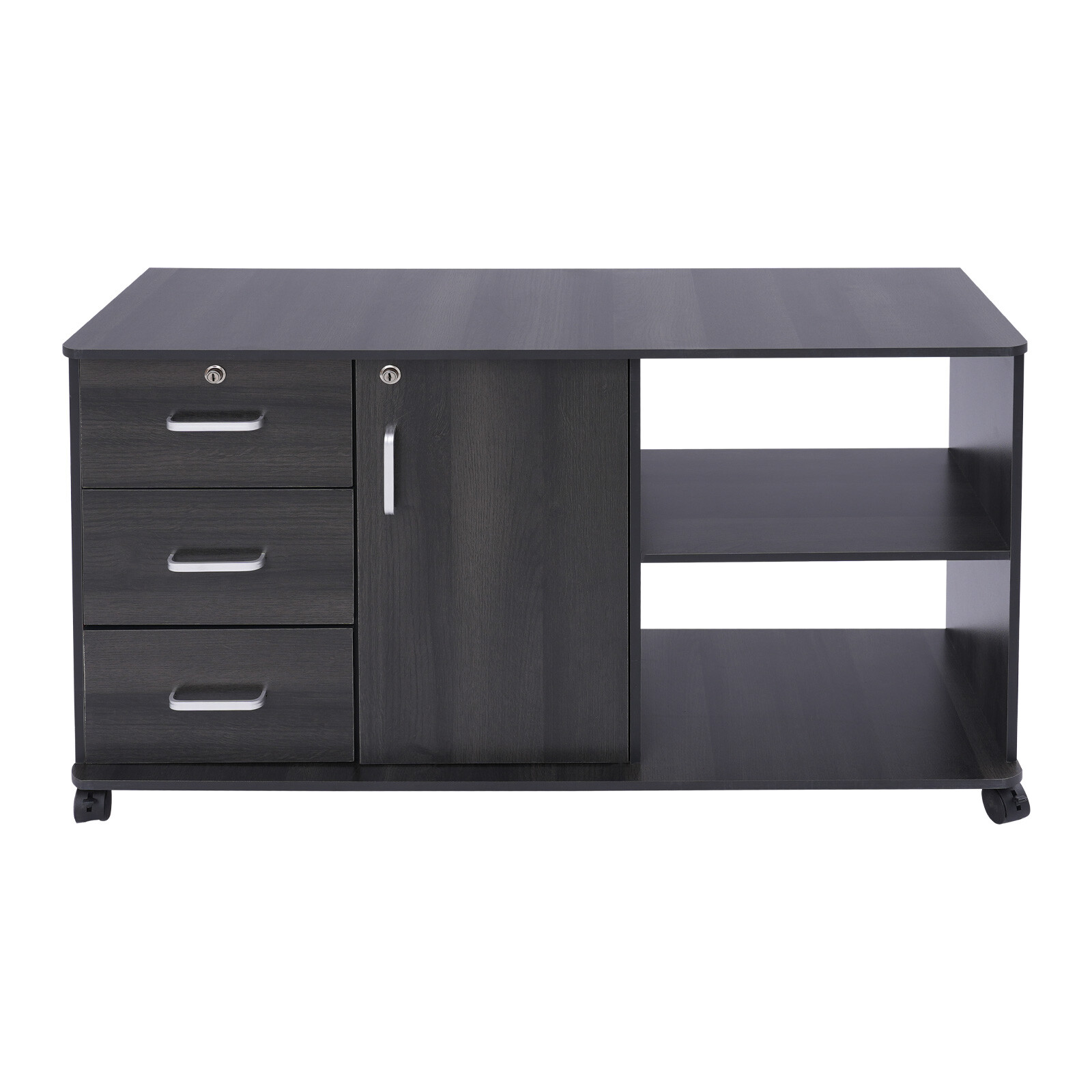 3 Drawers 2 Compartments Mobile File Cabinet Locking File Cabinet MDF 1 Cabinet