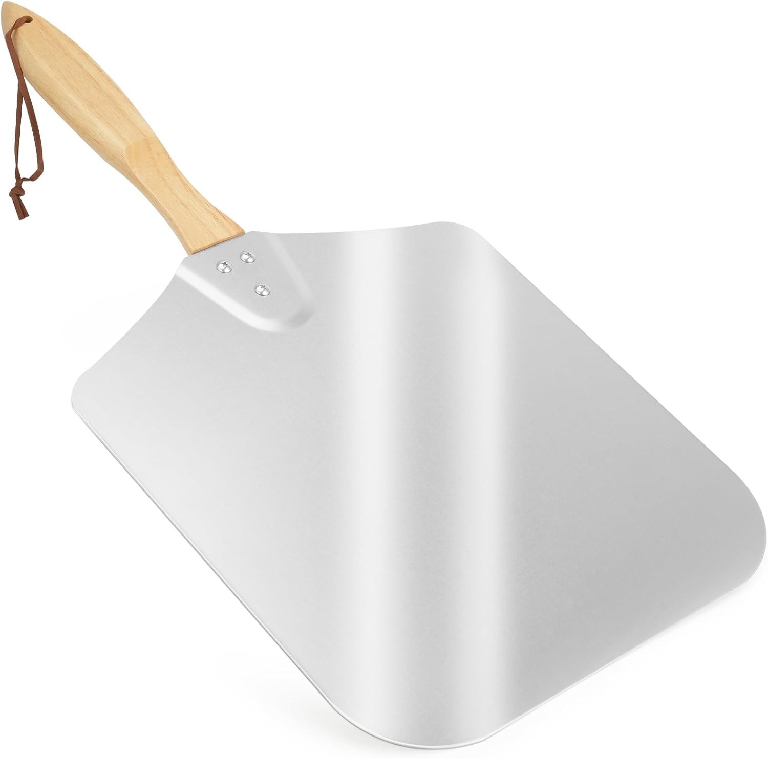 Kitchen Supply Aluminum Pizza Peel with Wooden Handle 14-Inch x 16-Inch