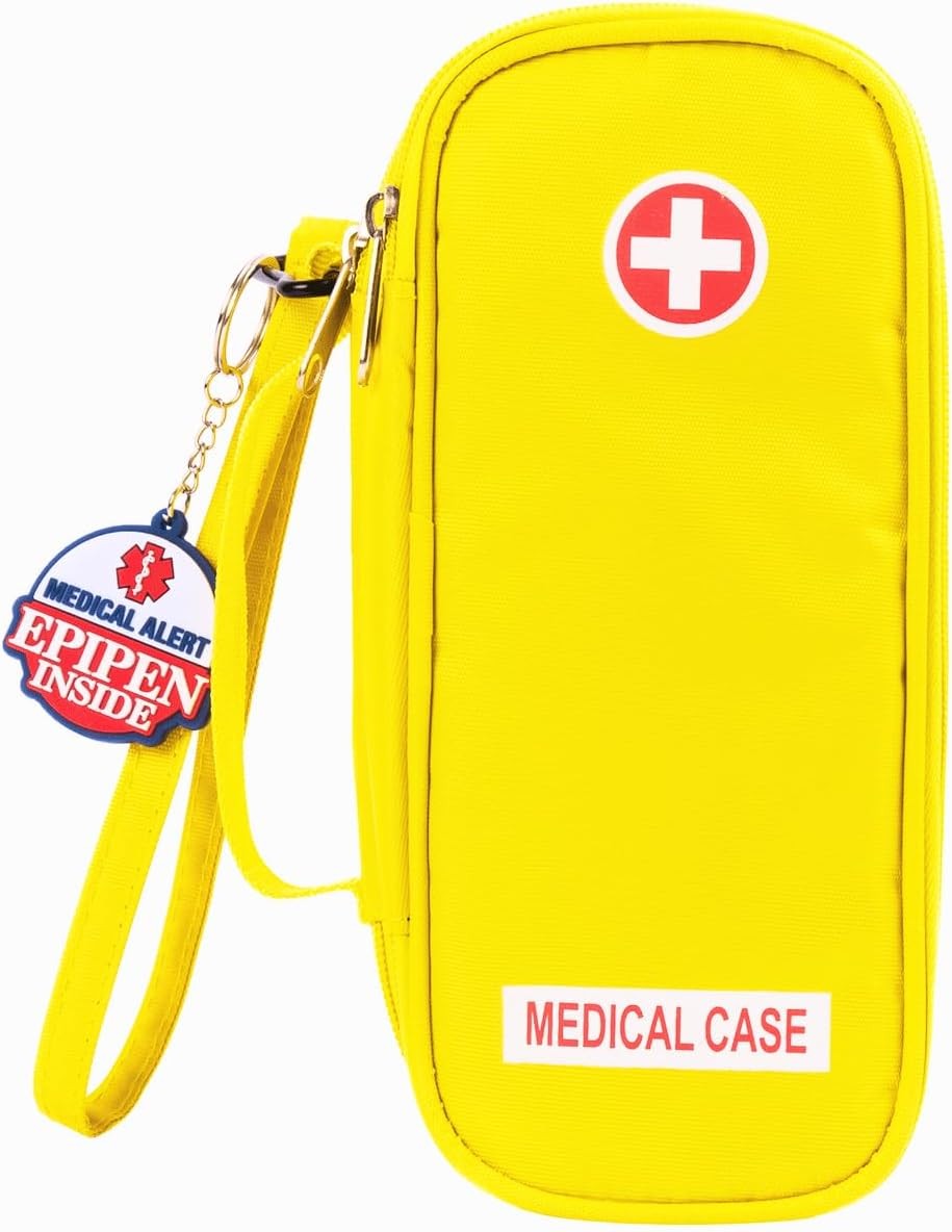 EpiPen Medical Carrying Case Insulated, Travel Medication Organizer Yellow