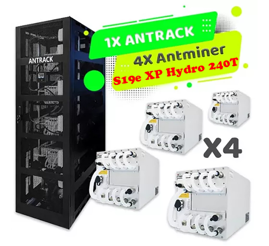 Bitmain ANTRACK V1 24kW w/4 Units USED ANTMINER S19e XP 240T Hydro Miners 1.10PH