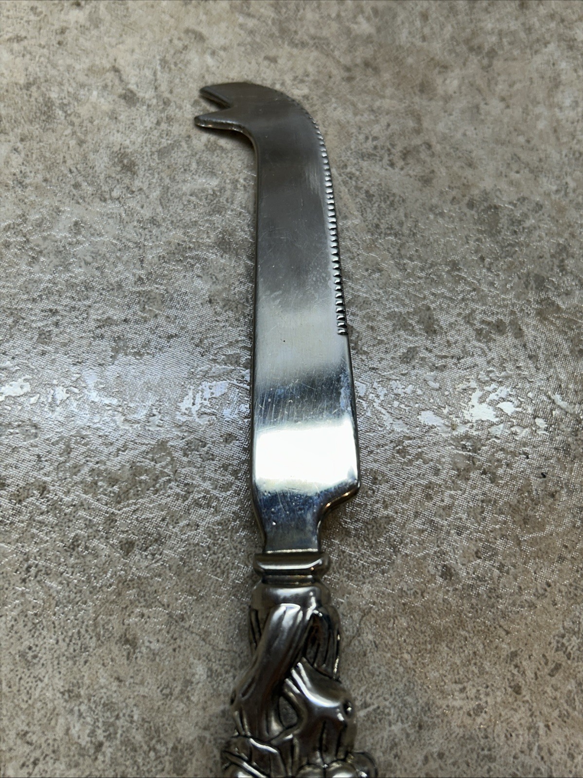 Silver Cheese Knife Grape Vine design