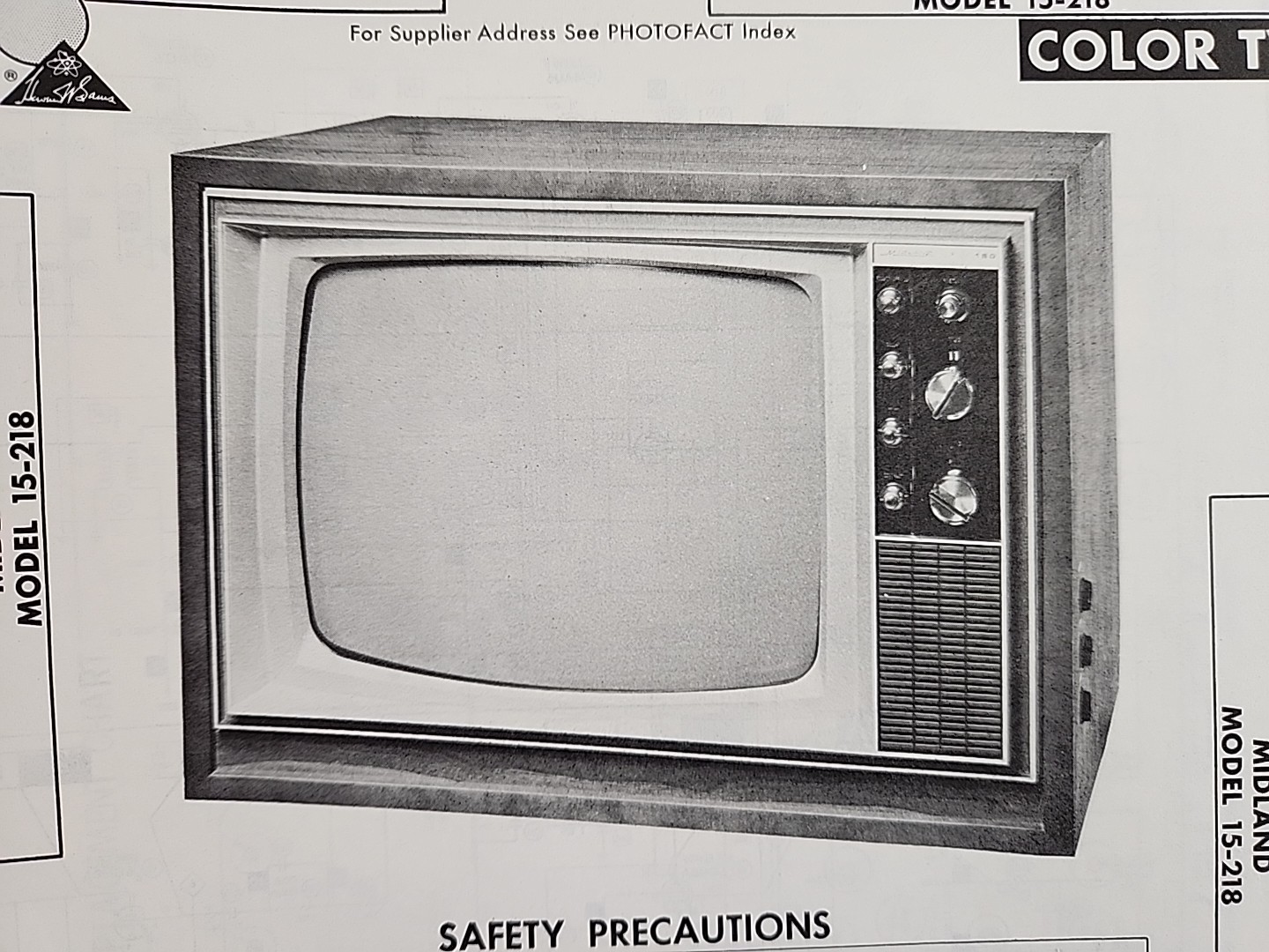 Sams Photofact Repair Service Parts Manual For Midland Model 15-218