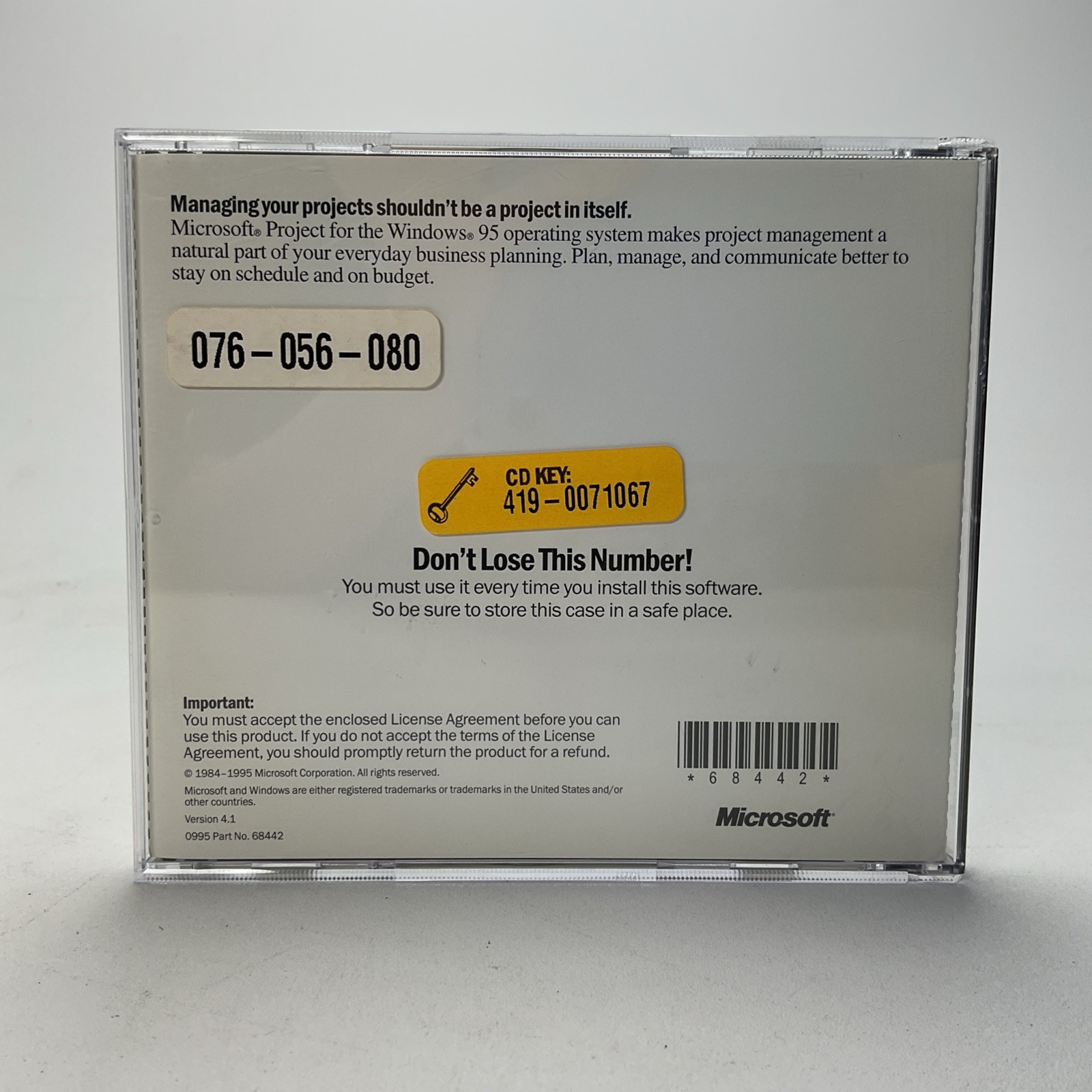 Microsoft Project Version 4.1A 68442 Designed For Windows 95 Vintage Computing