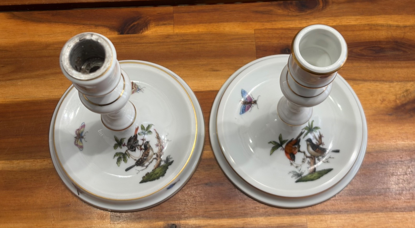 Herend Rothschild Bird Assorted Porcelain Pieces Shell Leaf Dishes Candlesticks