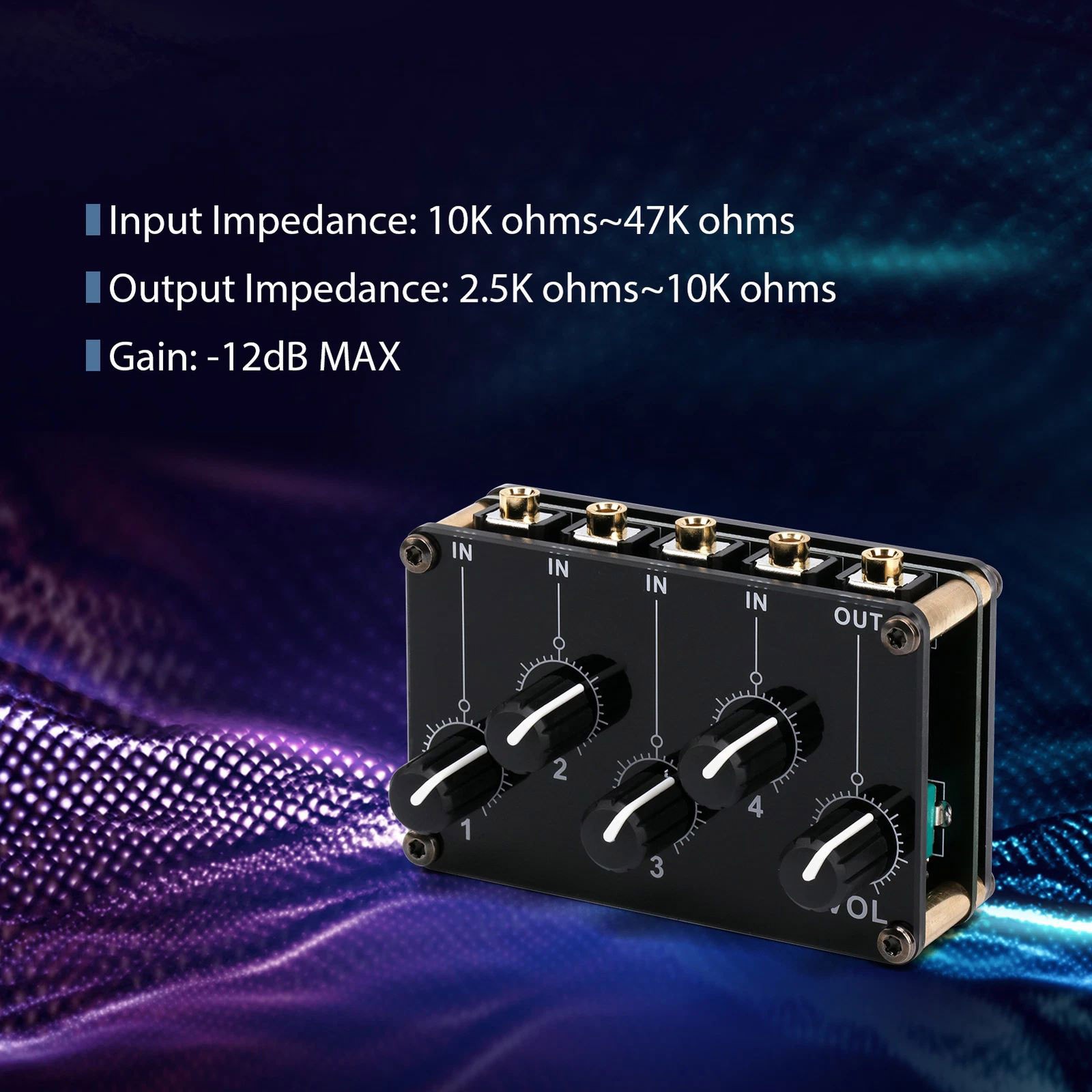 4 Channel 3.5mm Portable Stereo Audio Mixer With Multi-Device Compatibility