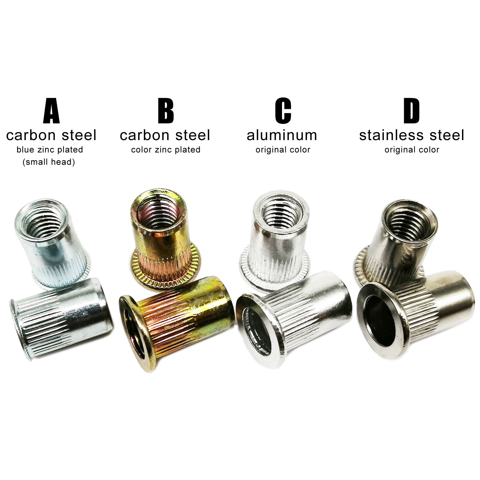 120pcs Rivet Nut +Hand Threaded Rivet Nuts Gun Double Insert Manual Rivet Tool