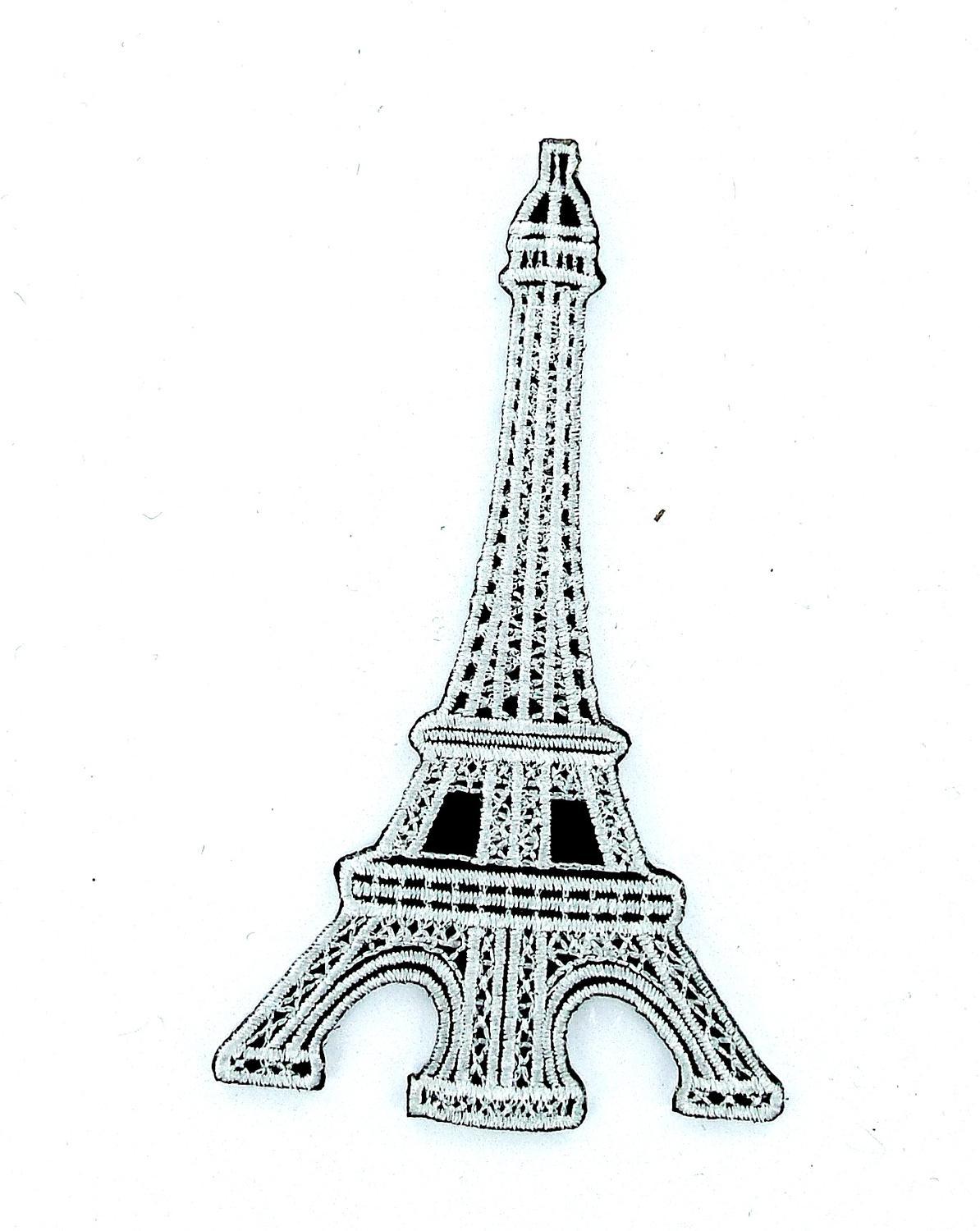 Embroidered Iron-On Patch Backpack Eiffel Tower Paris Biker