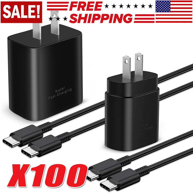 25w Type USB-C Fast Wall Charger+6FT Cable For Samsung Galaxy S20 S21 5G lot US