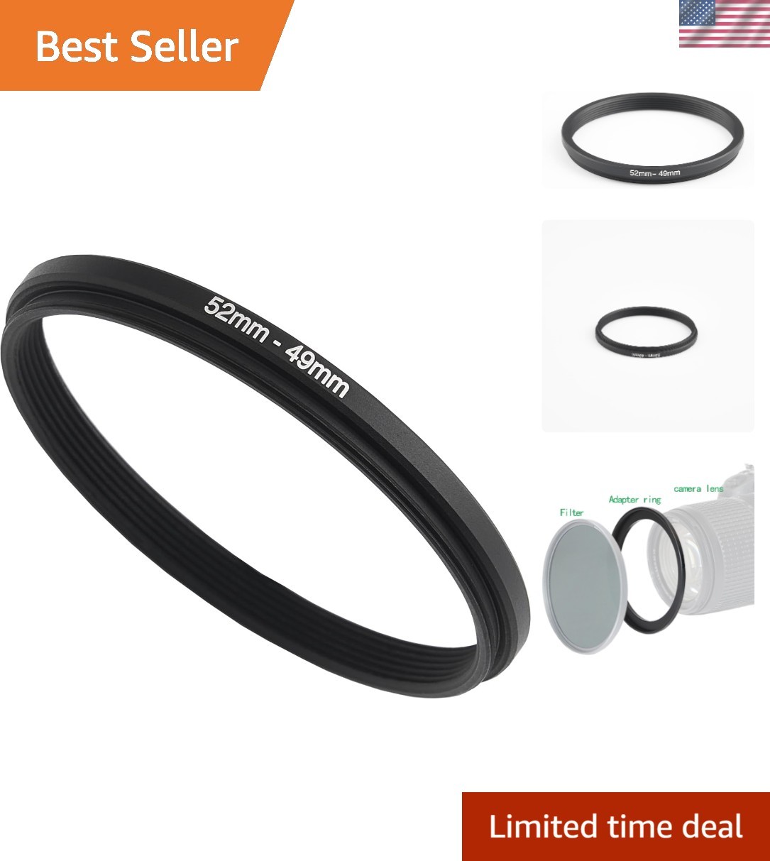 Ultra-Thin 52mm to 49mm Filter Adapter - High Quality for All Photography Needs