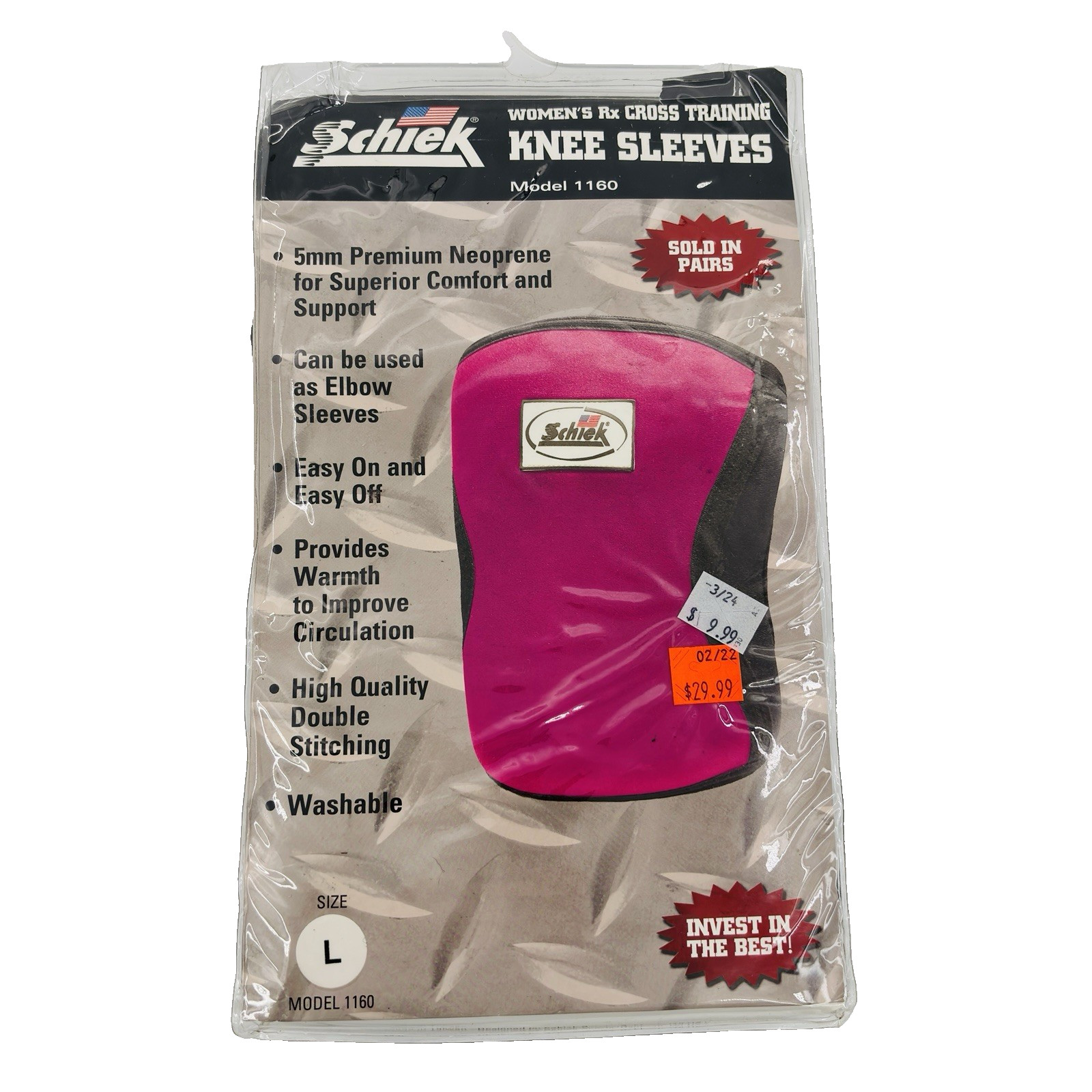 NEW Womens Large Schiek Sports 5mm Neoprene Knee Sleeves Pink 1160 Elbow
