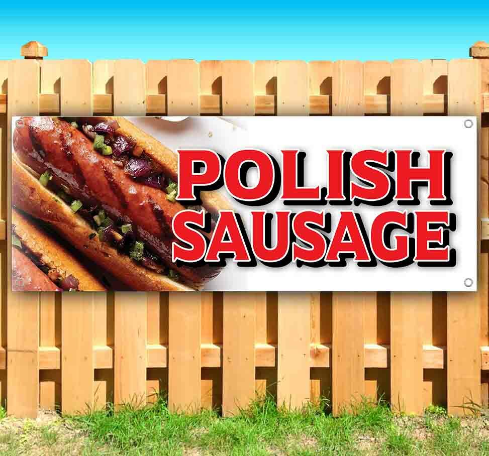 POLISH SAUSAGE Advertising Vinyl Banner Flag Sign Many Sizes CARNIVAL FAIR FOOD
