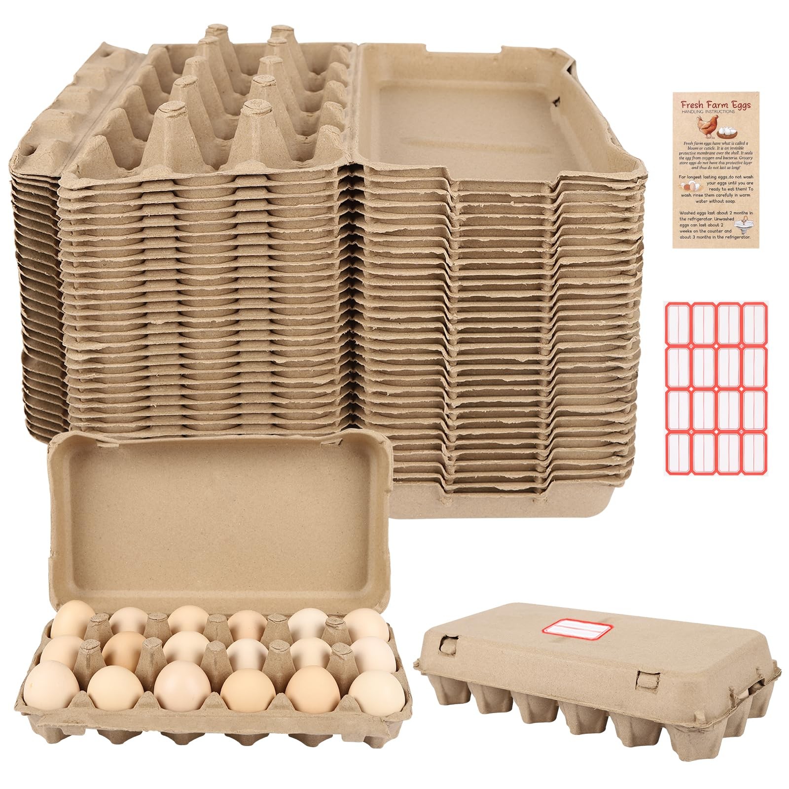 30 PCS Egg Cartons 18 Count 3x6 Grids Sturdy Cardboard Storage Fresh Eggs