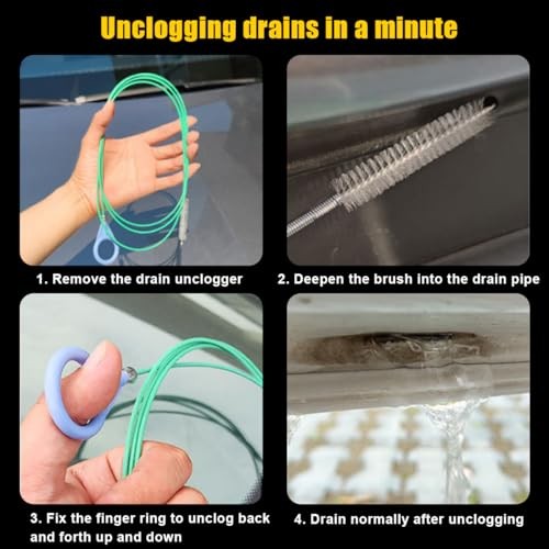 Auto Sunroof Drain Cleaning Tool Flexible Drain Dredging Tool for Car, 9.8 Ft
