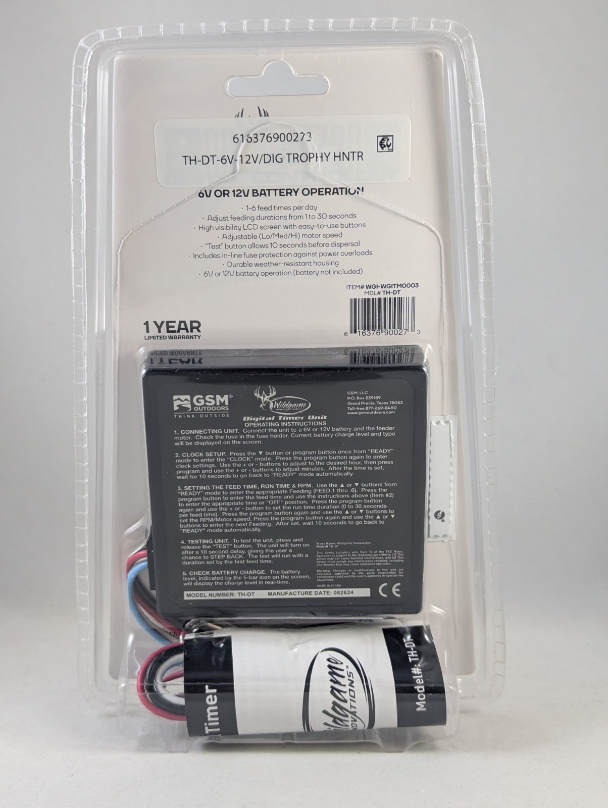 Wildgame Innovations Digital Controller Timer 6V or 12V Battery Operation TH-DT