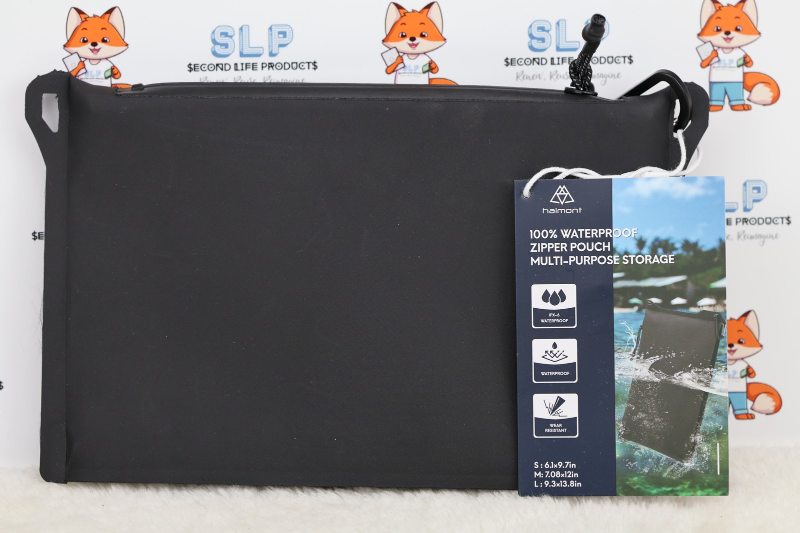 Haimont Waterproof Zipper Pouch Dry Bag Black IPX6 Multi-Purpose Storage NWT