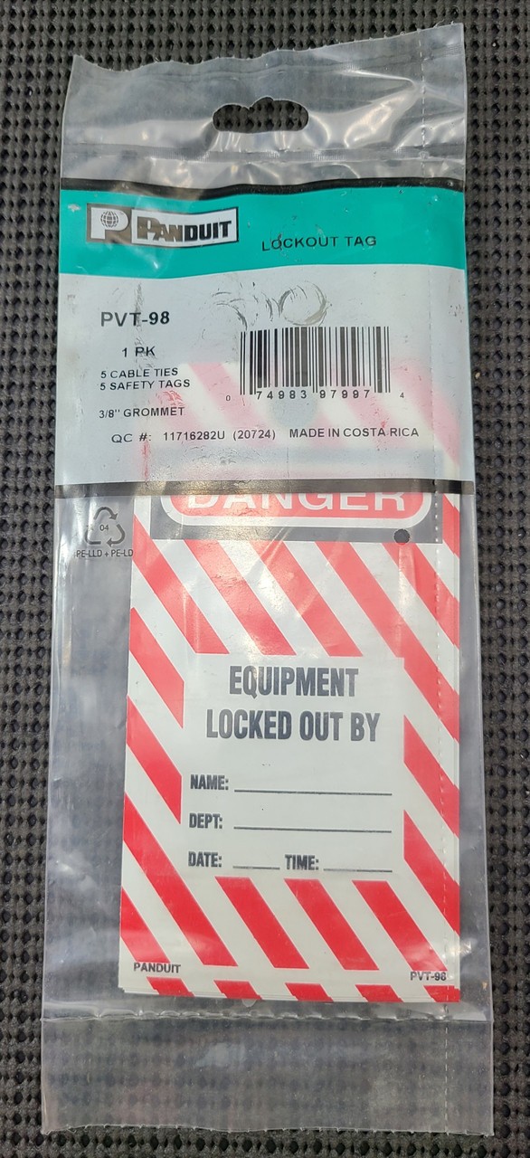 PANDUIT PVT-98 5 PACK CABLE TIES W/ SAFETY LOCKOUT TAGS 76MM x 146MM - LOT OF 3