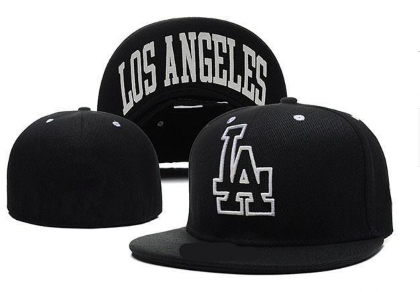 NEW 2024 LA Dodgers Fitted hat, Black with white outline Logo, Different sizes