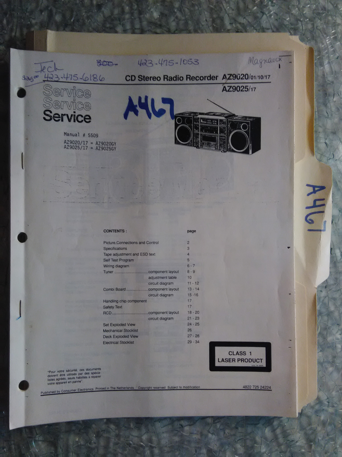 Magnavox az9020 az9025 service manual original repair book stereo boombox radio