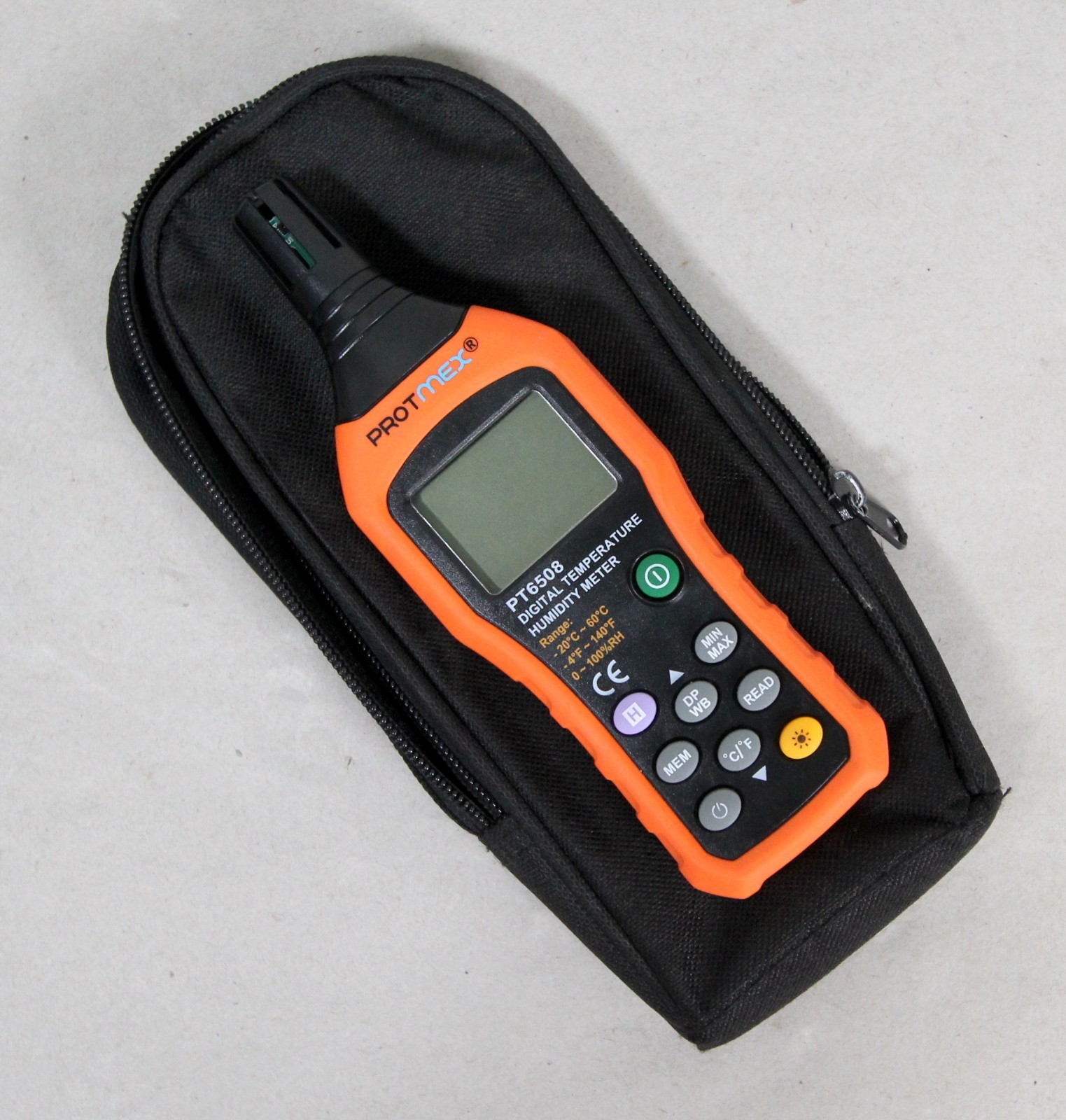 Protmex PT6508 Digital Temperature Humidity Meter Hygrometer Carry Case Tested