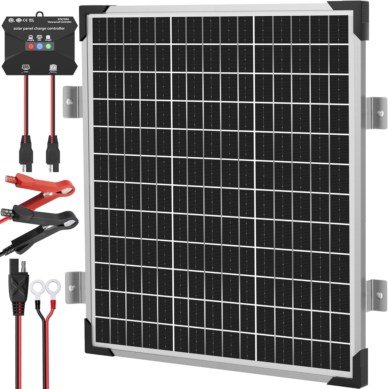 Solar Battery Trickle Charger 50W 12V Solar Panel Maintainer for Car Boat RV