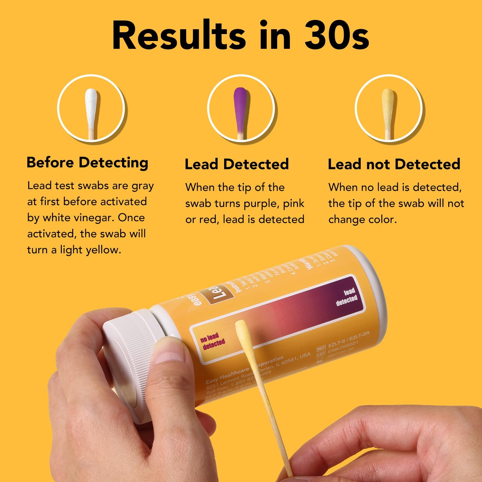 Easy@Home Lead Test Kit – 30 Rapid Testing Swabs with 30‑Second...