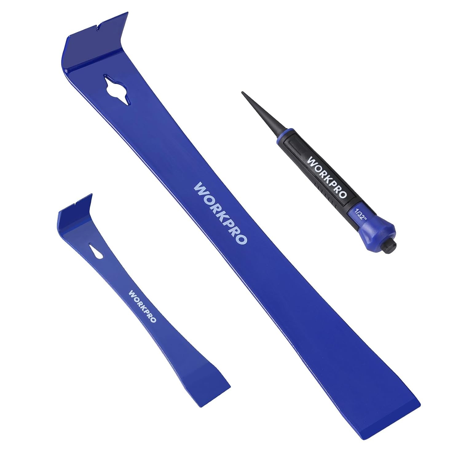 Pry Bar and Nail Punch Set 5-1/2" 12" Prybar 5" Nail Setter 3-IN-1 Tool