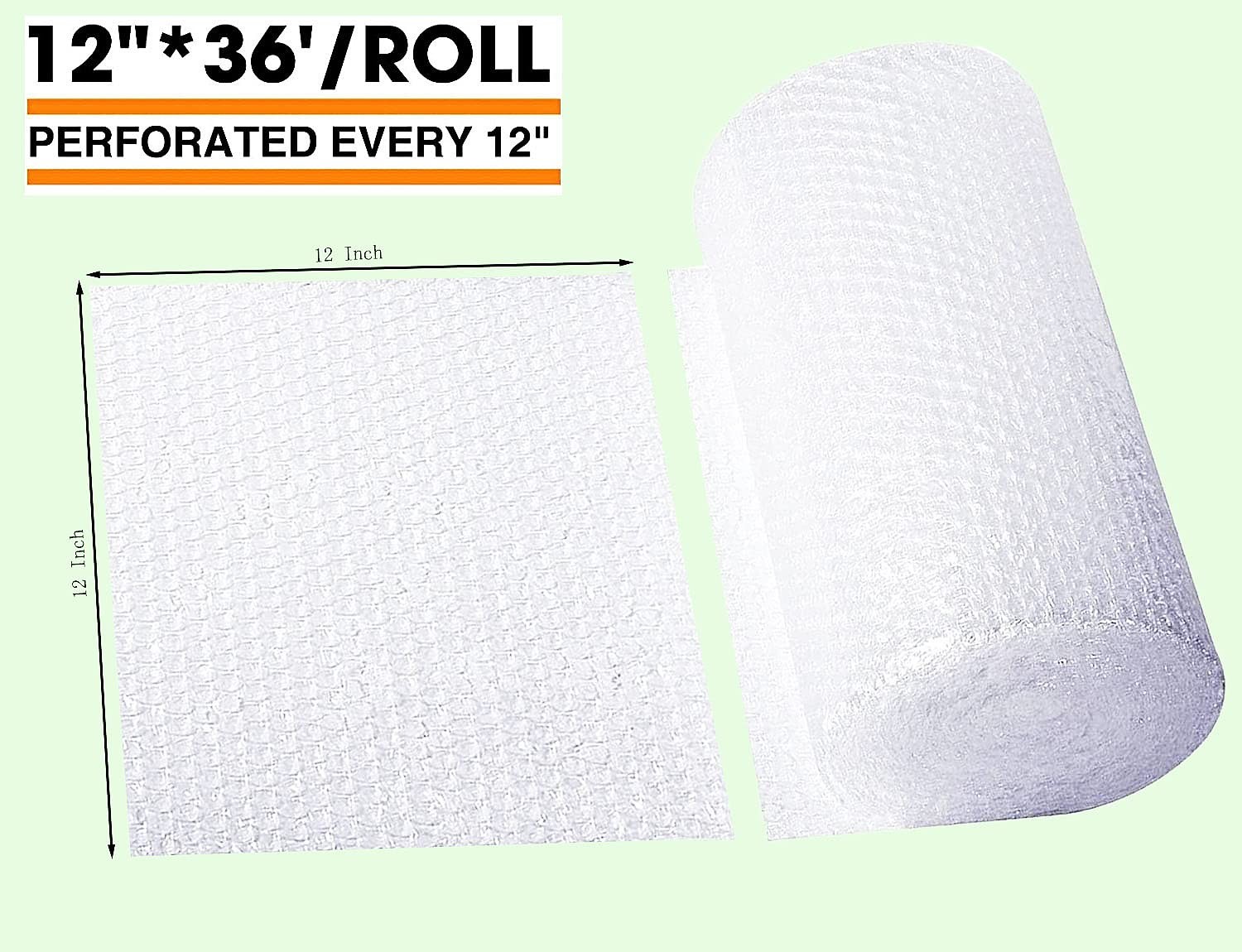 Bubble Cushioning Wrap Rolls 2-Pack, 12 Inch x 72 Feet 3/16" Bubble, Bubble M...
