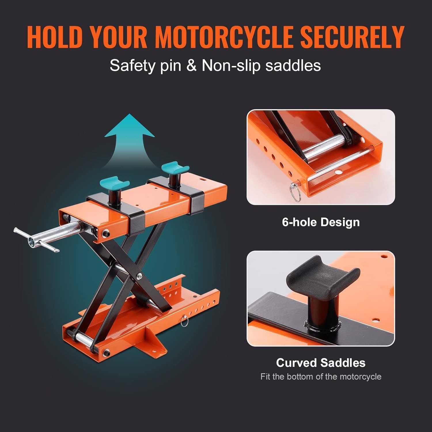Motorcycle Lift 1100 LBS Center Scissor Jack Hoist Stand VEVOR Saddle Safety