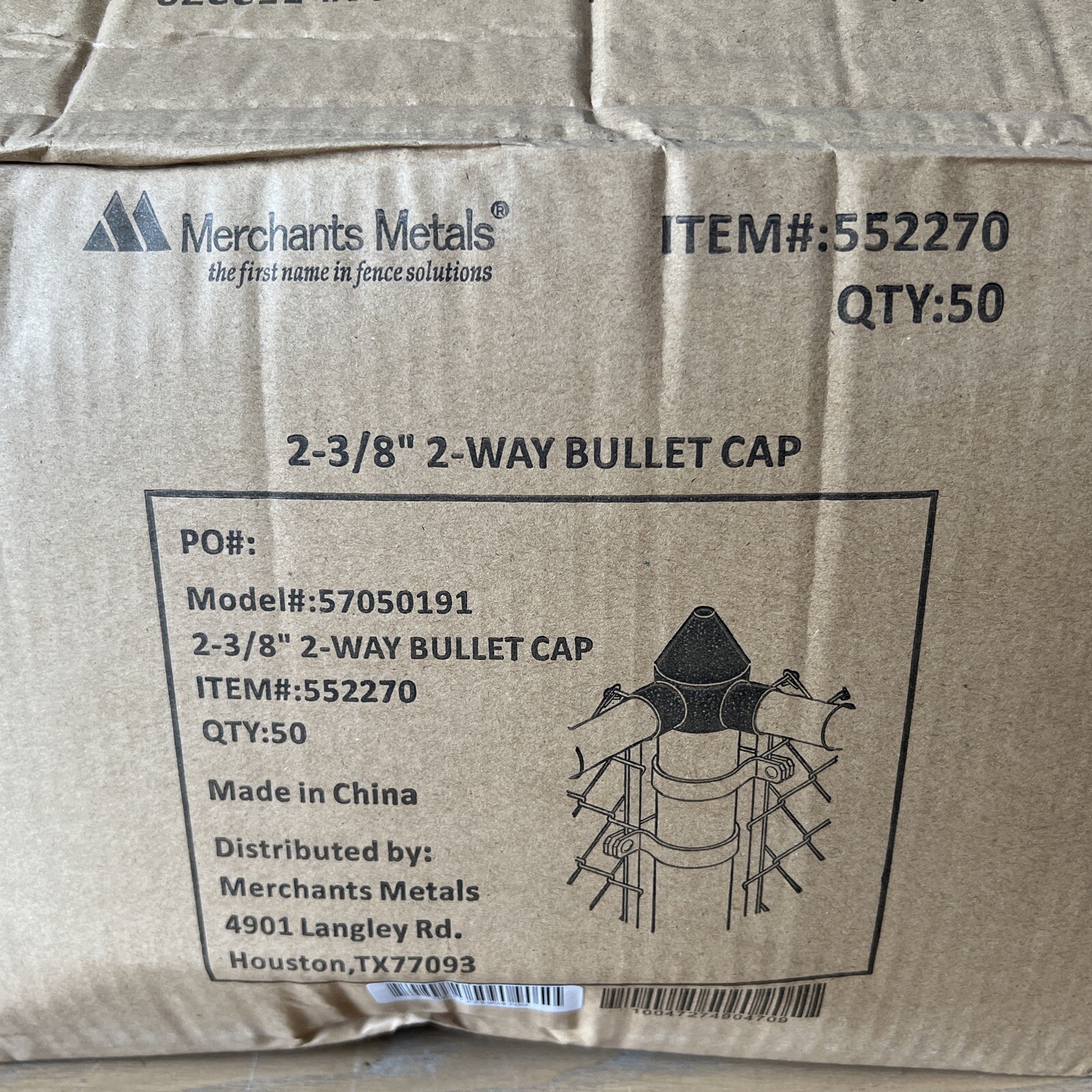 (50 Pack) Merchants Metals 2-3/8” 2-Way Bullet Cap For Chain Fence 57050191
