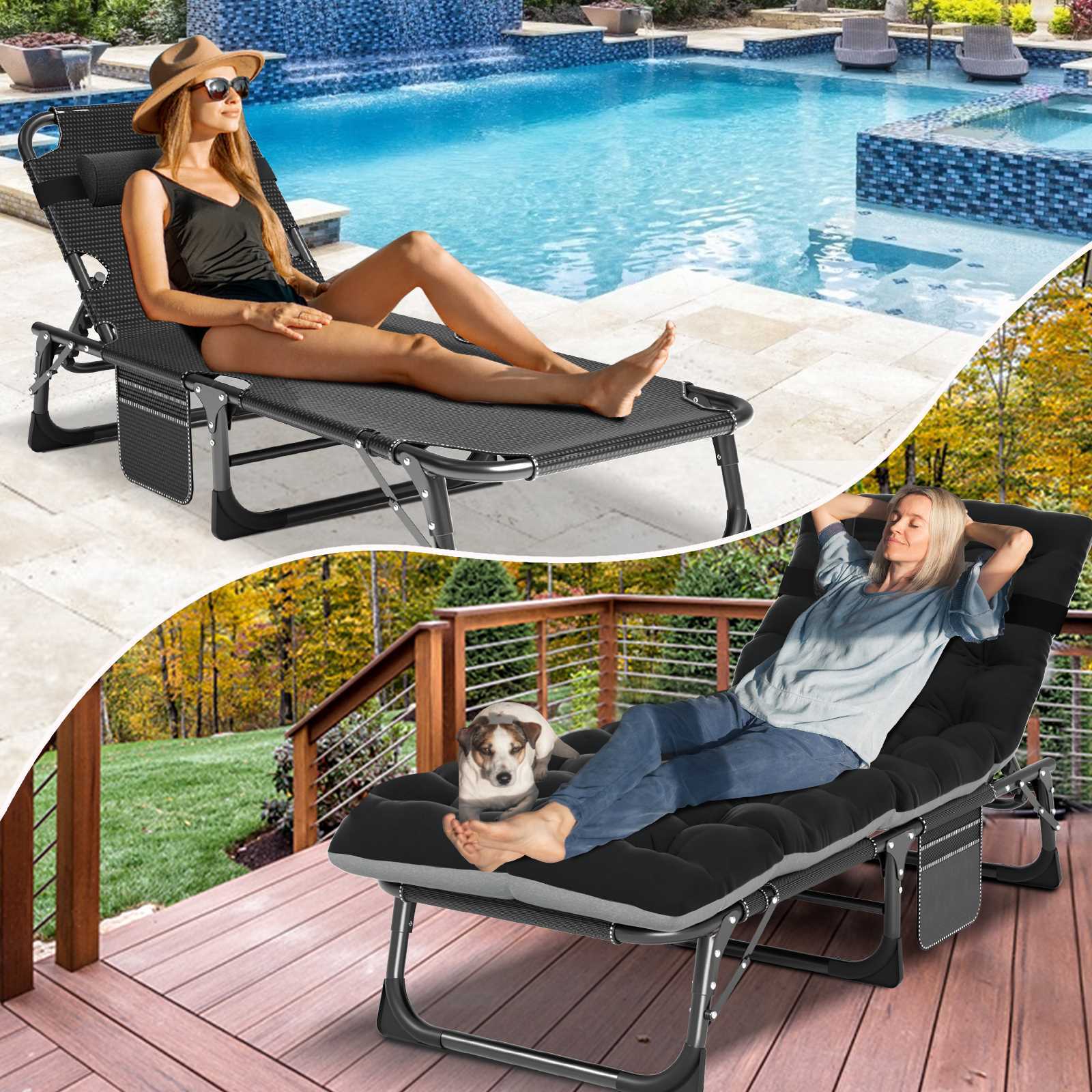 Rollaway Folding Bed & Thick Mattress 4 Position Adjustable Cot Chair Recliner